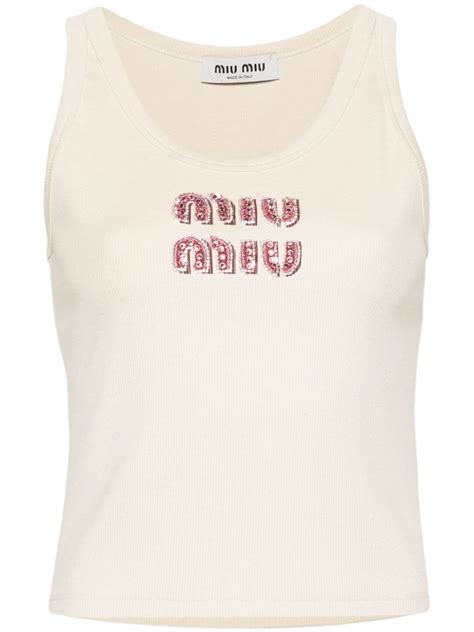 miu miu embellished tank top|miumiu tank tops and vests.